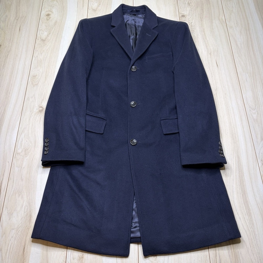 J. Crew Ludlow MTR Wool & Cashmere Top Coat Mens Size 36S Navy Blue